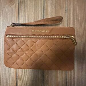 Michael Kors Brown Quilted Wristlet